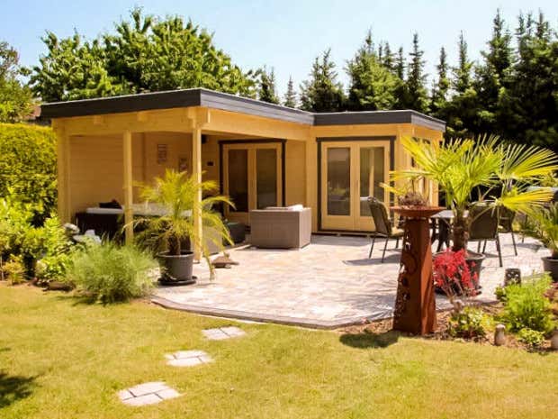Klant afbeelding: Tuinhuis model Quinta-44 ISO met plat dak