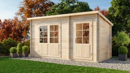 Tuinhuis model Martina-28 met aanbouw en lessenaarsdak 