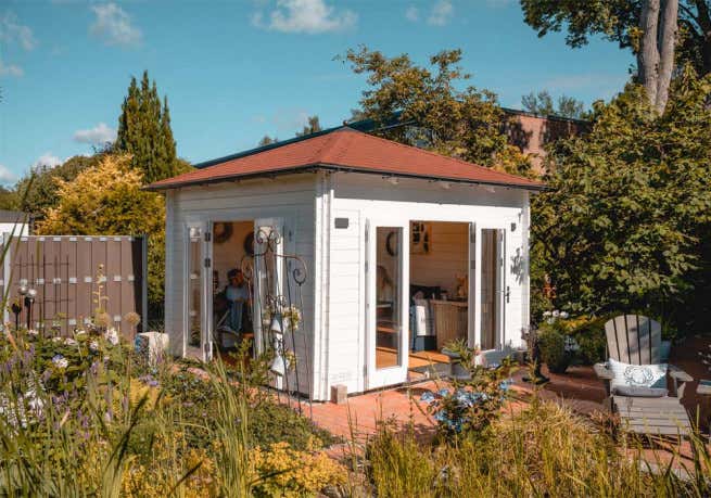 Photo du client: Abri de jardin Sunshine ISO avec grande porte-fenêtre
