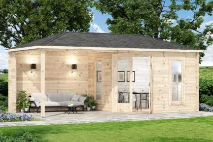 Abri de jardin style classique 01 avec plancher et toit en carton, naturel  - en éléments de 19 mm, surface au sol : 5,10 m².