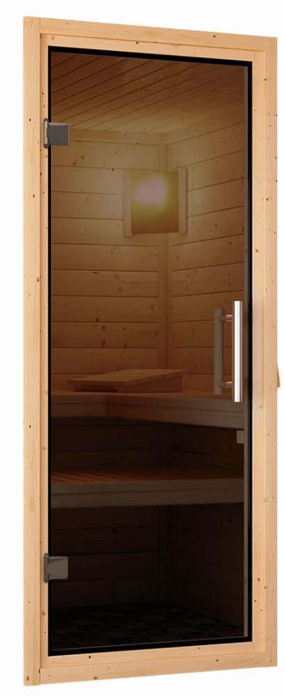 Ensemble de portes 38 + 40 mm sauna graphite tout-verre