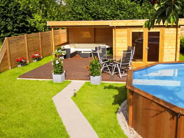 Klant afbeelding: Tuinhuis model Quinta-44 ISO met plat dak