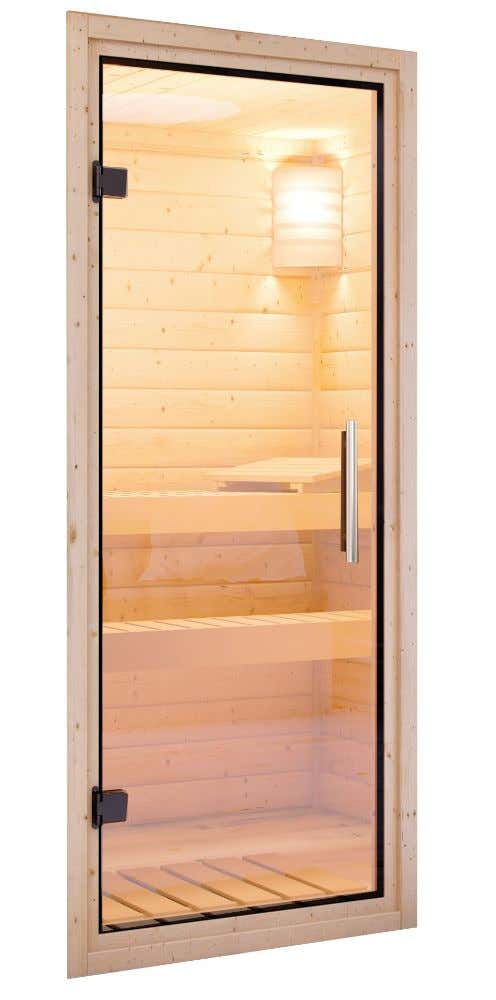 Paquet de portes 68 mm sauna verre clair