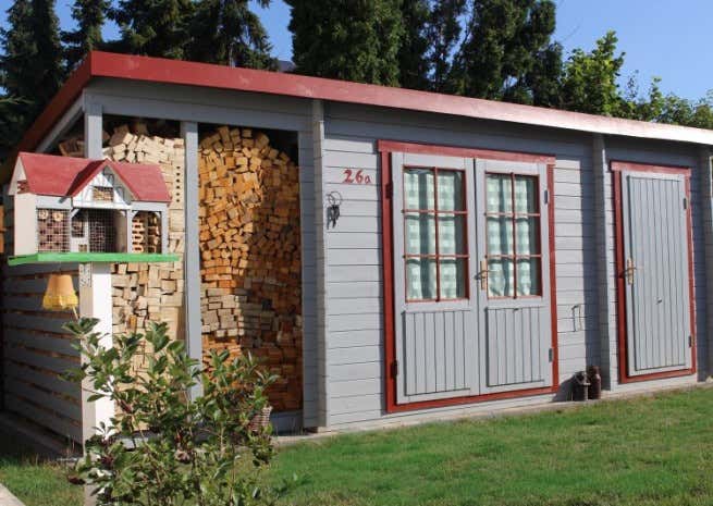Photo du client: Abri de jardin Maria toit en pente avec annexe