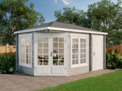 Abri de jardin pentagonal Josephine-40 avec extension