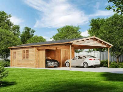 Garage double avec carport Alpholz Falun-70 ISO