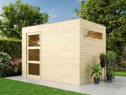 Abri de jardin en polyéthylène imitation bois et acier inox 4,5 m²