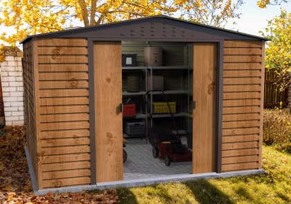 Duramax metalen gereedschapsschuur Alpine 3 x3m houtlook