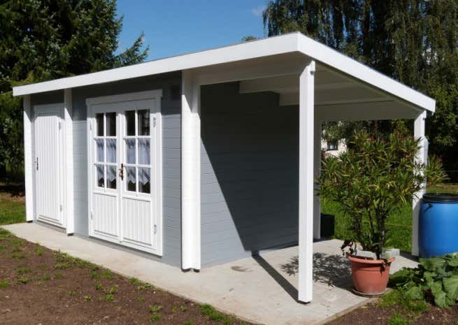 Photo du client: Abri de jardin Maria toit en pente avec annexe
