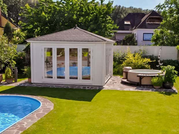 Photo du client: Abri de jardin Sunshine ISO avec grande porte-fenêtre
