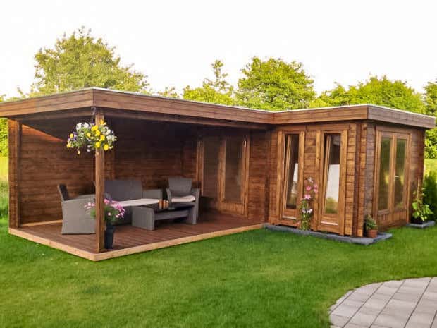 Klant afbeelding: Tuinhuis model Quinta-44 ISO met plat dak