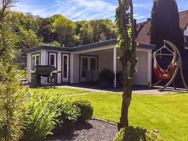 Klant afbeelding: Tuinhuis model Quinta-44 ISO met plat dak