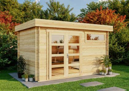 Abri Jardin Panneaux Bois Thermo-traité, couverture acier - 5m2