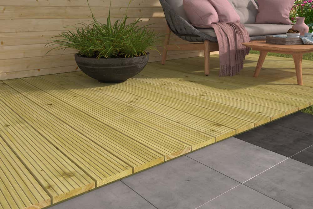 Set de planches de terrasse en bois, pin imprégné