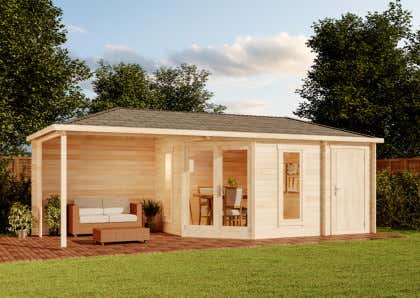 Abri de jardin pentagonal Liwa avec annexe