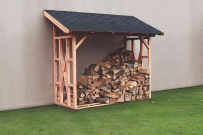 Abri bûches stockage bois extérieur en métal et polycarbonate