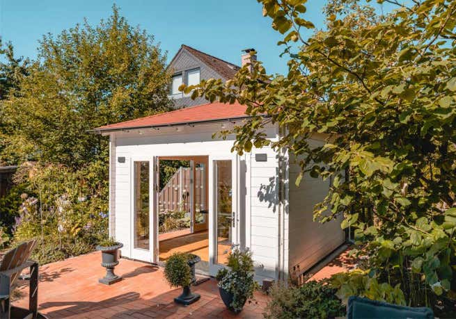 Photo du client: Abri de jardin Sunshine ISO avec grande porte-fenêtre