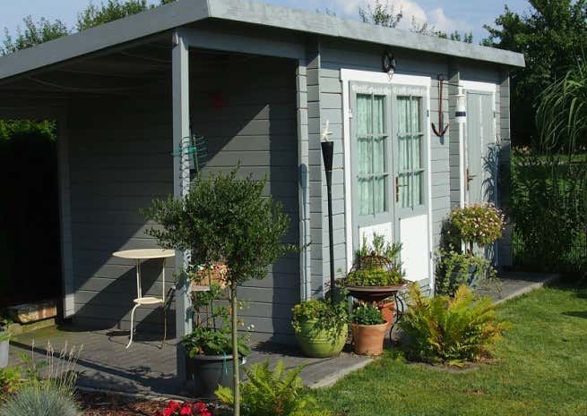 Photo du client: Abri de jardin Maria toit en pente avec annexe