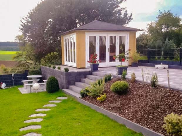 Photo du client: Abri de jardin Sunshine ISO avec grande porte-fenêtre