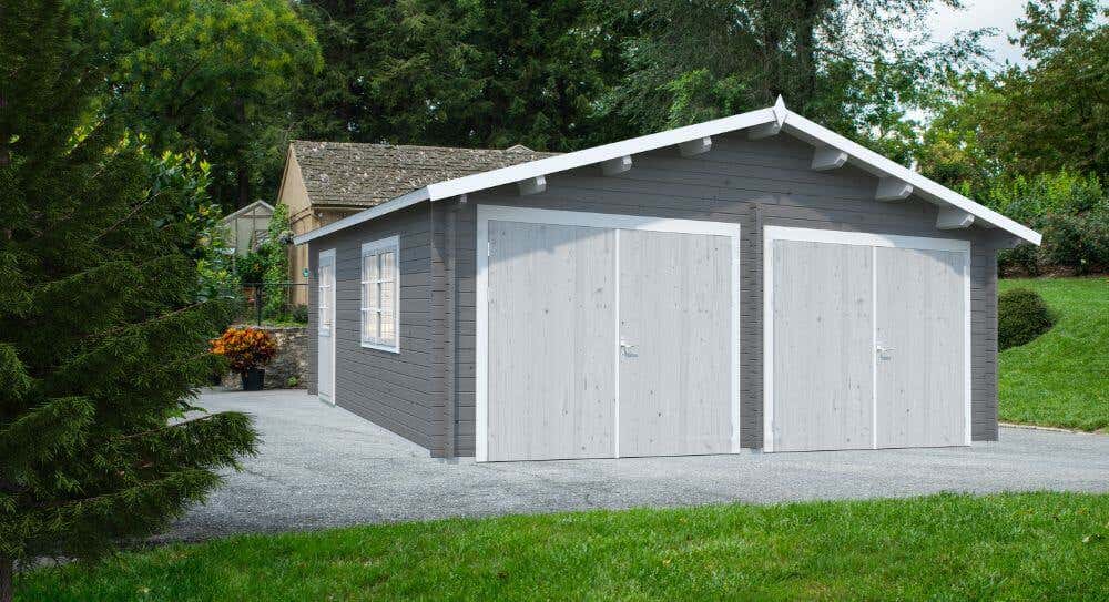 Abris jardin bois Garage Double Palmako 595x530cm avec porte