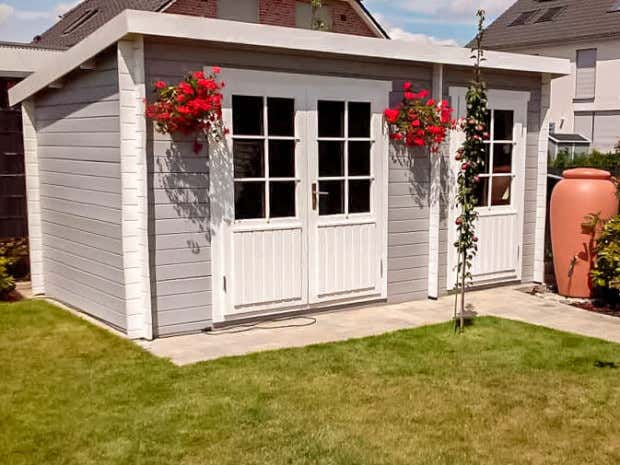 Photo du client: Poolhouse - Abri de jardin Maria toit monopente avec annexe